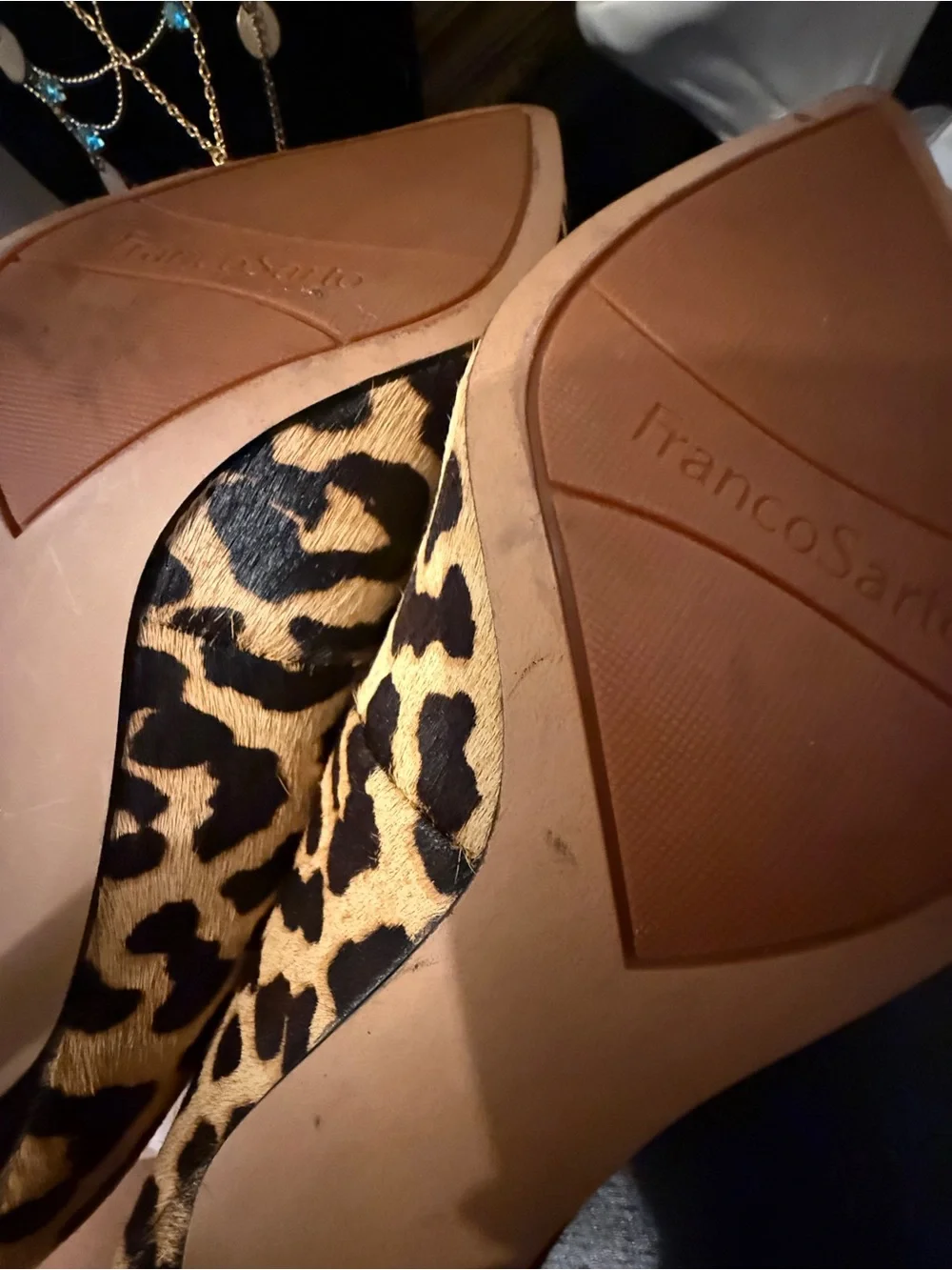 Franco Sarto Leopard-Print Pointed Toe Pumps - Brown/Black